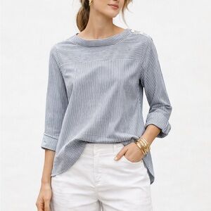 J. Crew Blue and White Striped Top